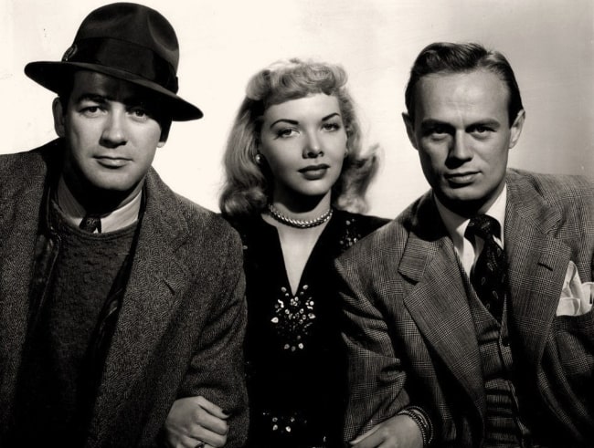 From Left to Right - Mark Stevens, Barbara Lawrence, and Richard Widmark in 'The Street with No Name' (1948)