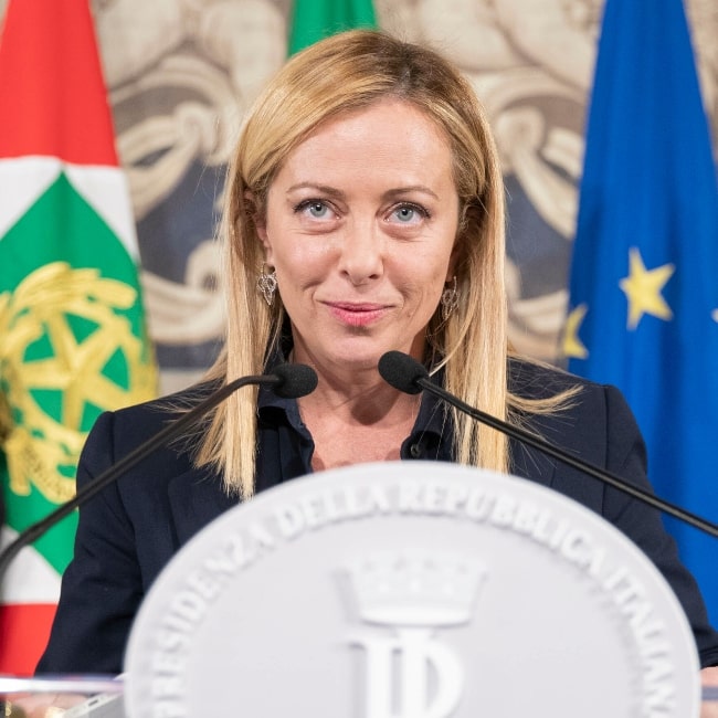 Giorgia Meloni presenting the list of Ministers at the Quirinale Palace in October 2022