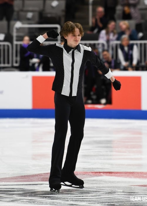 Ilia Malinin as seen in a picture taken during a routine for Team USA in January 2023