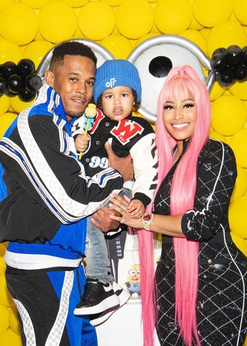 Kenneth Petty as seen in a picture with his wife Nicki Minaj and their child in October 2022