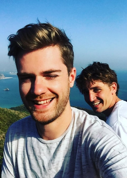 Lukas Dhont as seen in a selfie that was taken with fellow director Mees Peijnenburg in October 2017, at Parque natural de la Arrábida