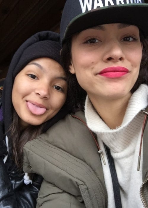Miranda Rae Mayo (Right) smiling in a selfie with Deja Monique Cruz in February 2021