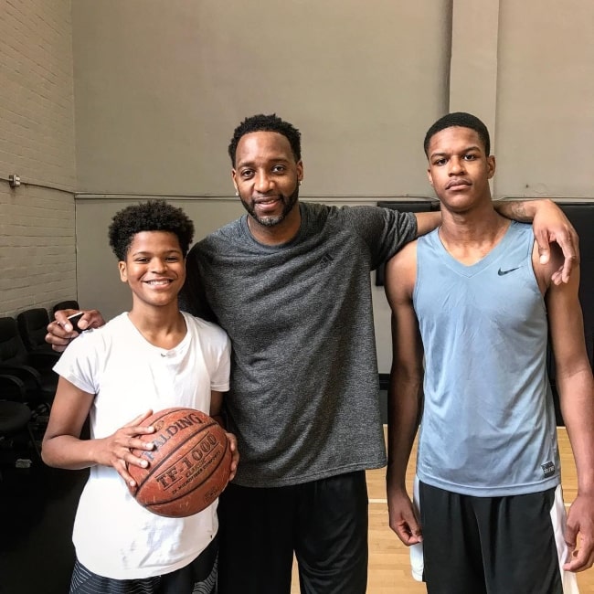 Shaqir O'Neal as seen in a picture that was taken with NBA Hall of Famer T-Mac and Shareef O'Neal in May 2017