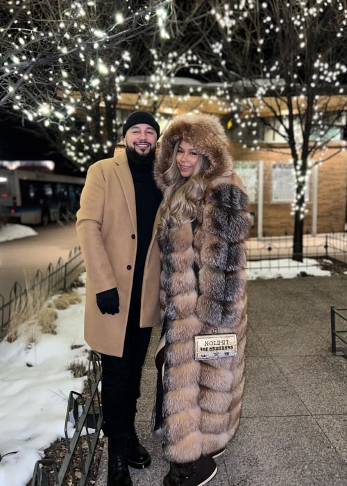 Zach Davis as seen in a picture with his wife Cheyenne in February 2023, in Aspen, Colorado