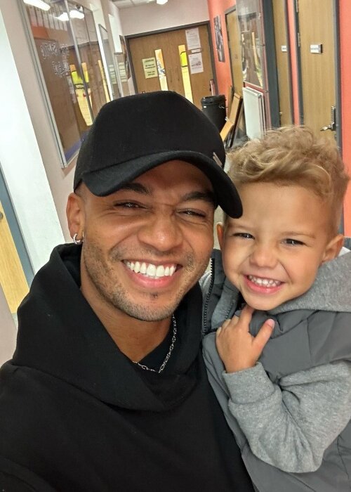 Aston Merrygold as seen taking an Instagram selfie with his son Grayson in January 2023