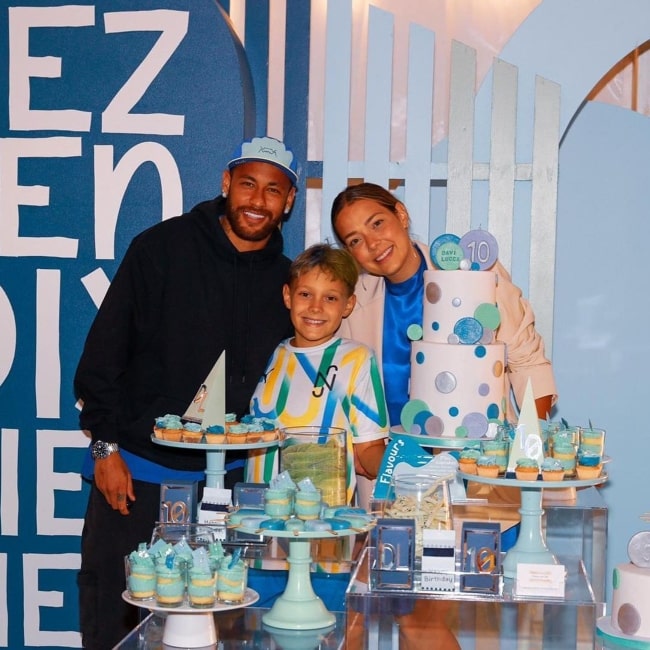 Carolina Dantas as seen in a picture with Neymar Jr. and their son Davi Lucca on his 10th birthday in August 2021