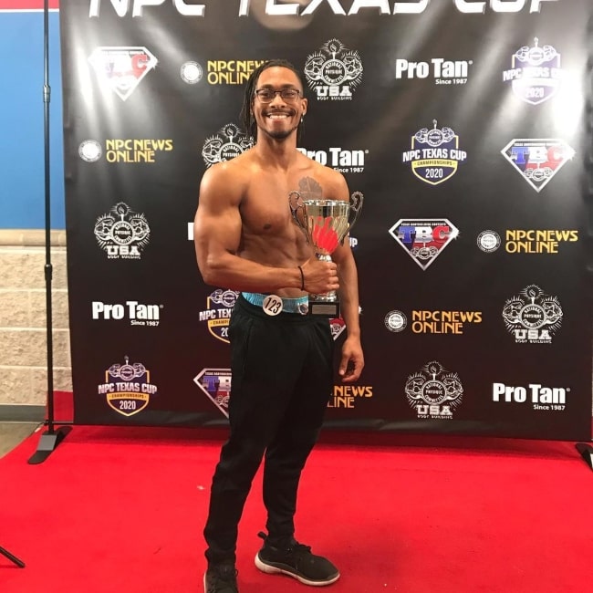Darius Jackson as seen in a picture taken at his first NPC competition in December 2020, at the Bell County Expo Center