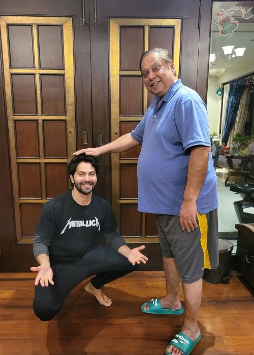 David Dhawan as seen blessing Varun Dhawan on the occassion of New Year's Day in 2022