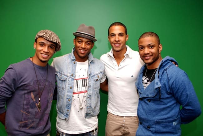 (From left to right) The members of JLS Aston Merrygold, Oritsé Williams, Marvin Humes, and JB Gill as seen in 2010