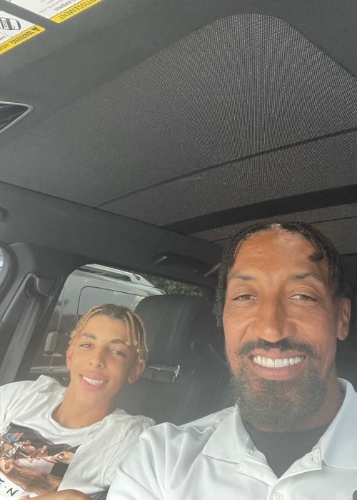 Justin Pippen as seen in a picture with his father Scottie Pippen in March 2022