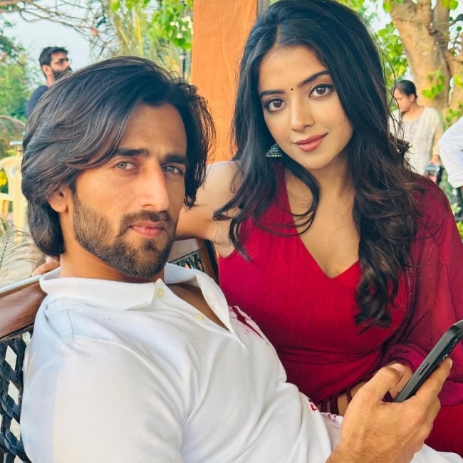 Khushi Dubey as seen in a picture that was taken with her co-star Zayn Ibad Khan in April 2023