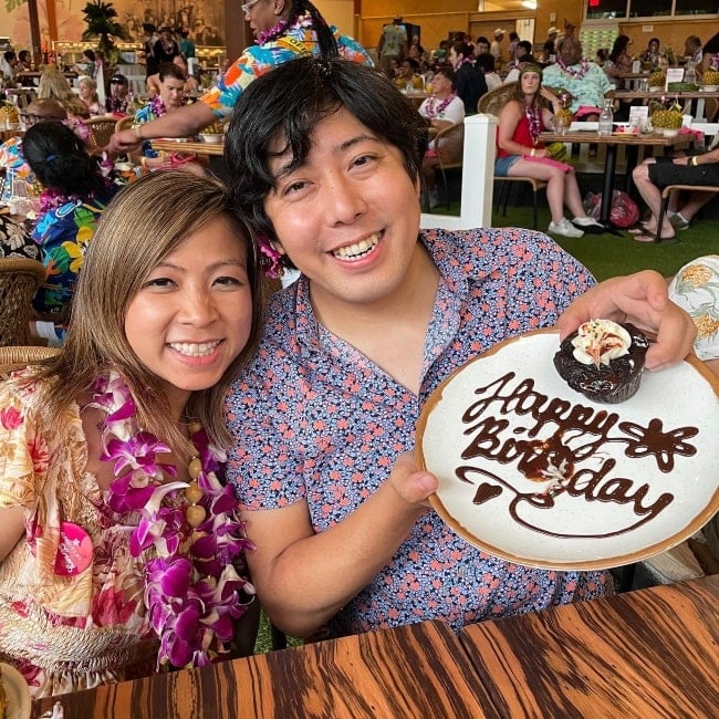 Loann Kaji and her husband Shion Kaji as seen in a picture taken in September 2022, on his birthday at the Polynesian Cultural Center in Hawaii