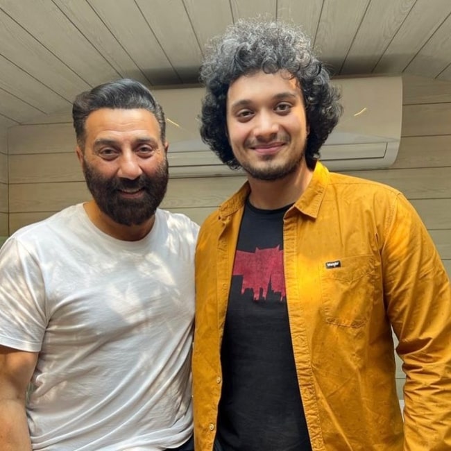 Namashi Chakraborty as seen in a picture with Sunny Deol in November 2022, in Mumbai, Maharashtra