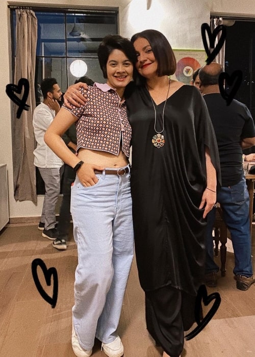 Pooja Bhatt as seen in a picture with former badminton player Himanshi Pandey in February 2023