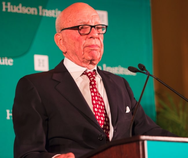 Rupert Murdoch as seen while accepting the Hudson Institute's 2015 Global Leadership Award in November 2015