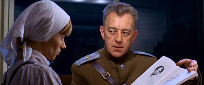 Alec Guinness and Rita Tushingam as seen in a screenshot from the trailer for the 1965 film Doctor Zhivago