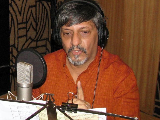 Amol Palekar pictured while recording his voice for the Marathi language version of the TeachAIDS animation in Mumbai, India in 2009
