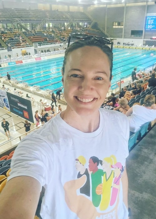 Cate Campbell as seen in a selfie that was taken in March 2023, at the Brisbane Aquatic Centre