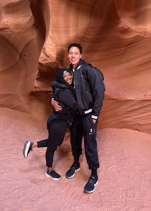 Cherelle Griner as seen in a picture with her beau Brittney Griner at Antelope Canyon, Page, Arizona in April 2023