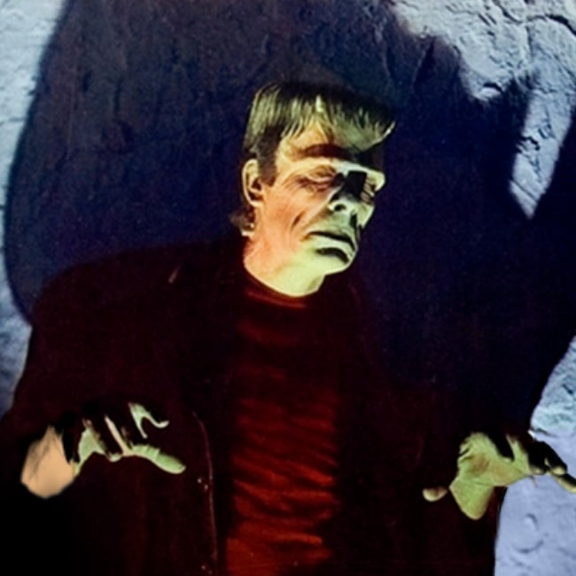 Cropped and edited lobby card for House of Dracula (Universal, 1945), featuring Glenn Strange as Frankenstein's Monster