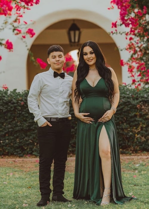 Ethan Aguilar as seen in a picture with his mother Candy in December 2020