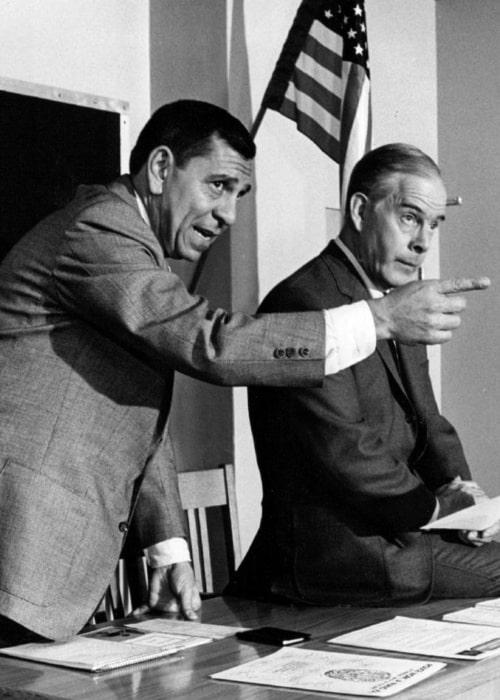 Harry Morgan (Right) as seen alongside Jack Webb in the television program 'Dragnet'