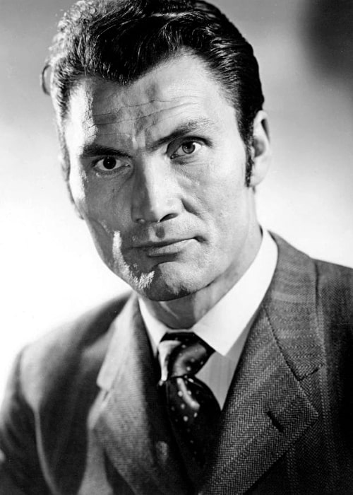 Jack Palance as seen in a publicity photo for the film 'Man in the Attic' (1953)