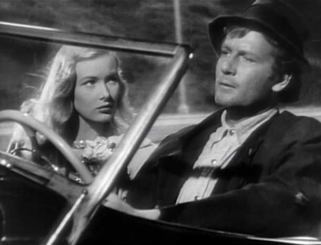 Joel McCrea as seen with Veronica Lake in a screenshot from Preston Sturges' 'Sullivan's Travels' (1941)