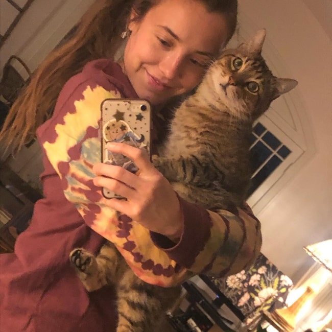 Kiera McNally as seen in selfie with her cat January 2020