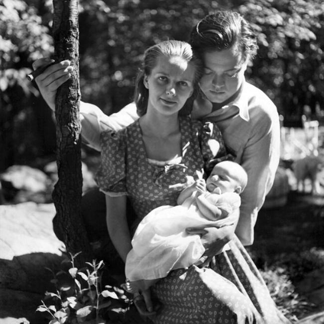 Orson Welles as seen with Virginia Nicolson Welles and their daughter Christopher Marlowe Welles in 1938