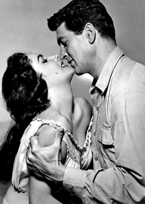 Rock Hudson as pictured with Elizabeth Taylor in the 1956 film Giant