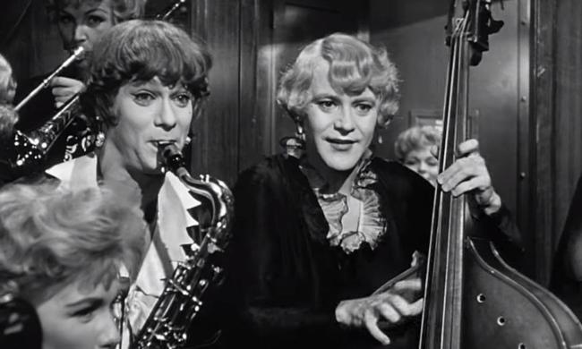 Tony Curtis and Jack Lemmon (right) as seen in the 1959 film Some Like it Hot