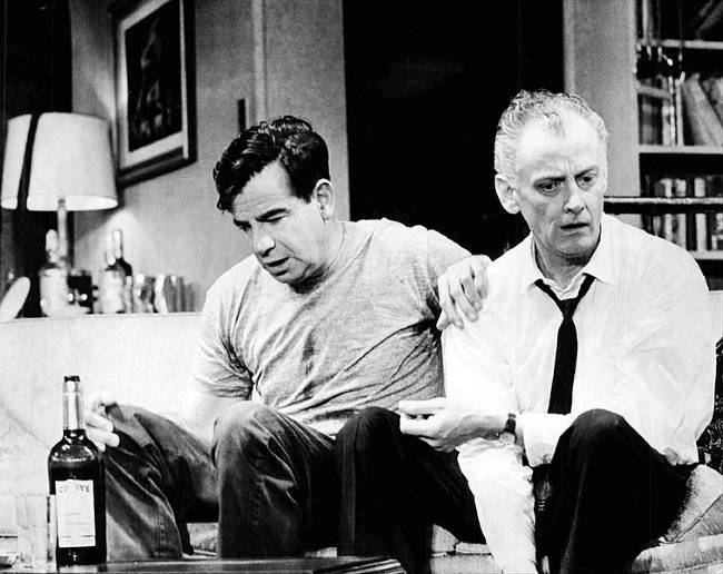 Walter Matthau (left) as seen with Art Carney in the original Broadway production of The Odd Couple in 1965