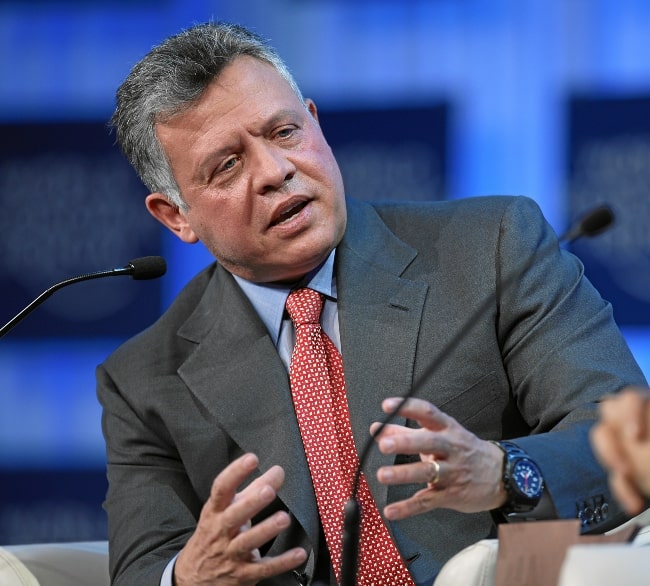 Abdullah II of Jordan as seen while speaking during a session of the World Economic Forum in Davos on January 25, 2013