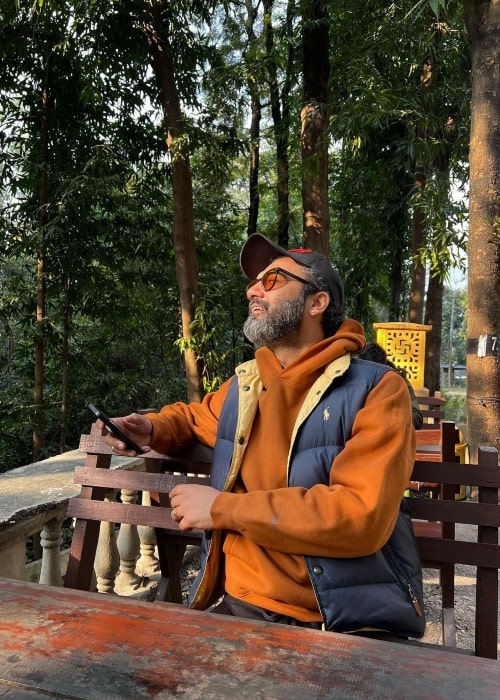 Ashesh Sajnani as seen while enjoying his time in Rishikesh, Uttarakhand in January 2023