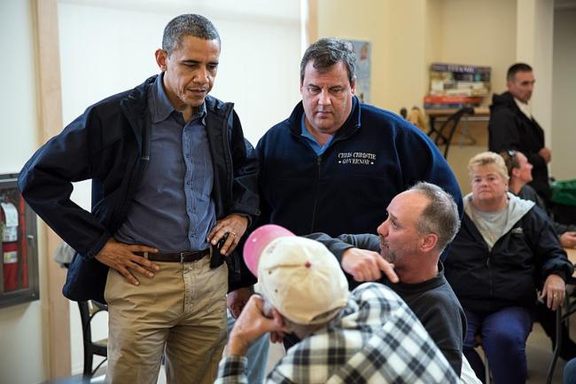 Chris Christie (right) as seen with President Barack Obama in 2012