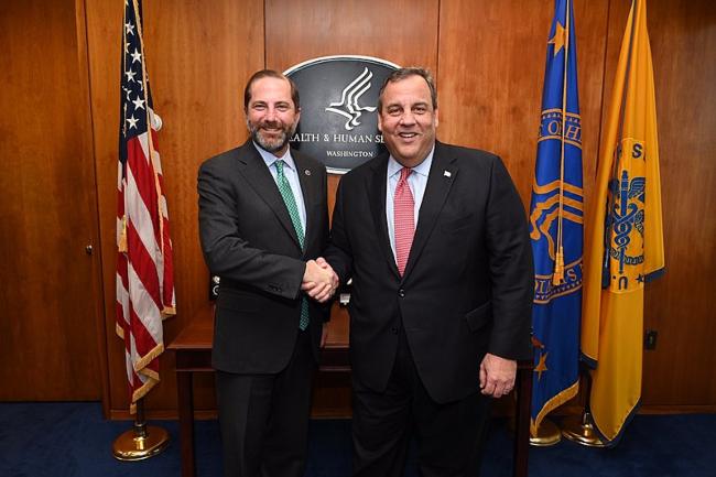 Chris Christie (right) as seen with the U.S. Secretary of Health and Human Services Alex Azar in January 2020