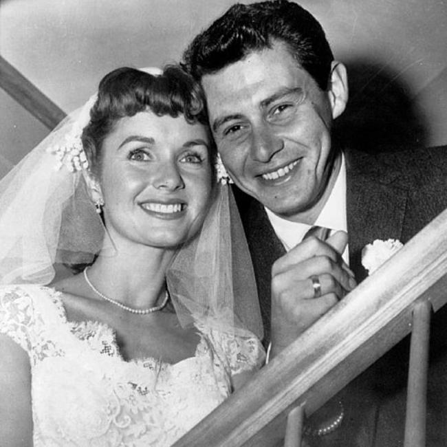 Debbie Reynolds and Eddie Fisher seen on their wedding day in 1955