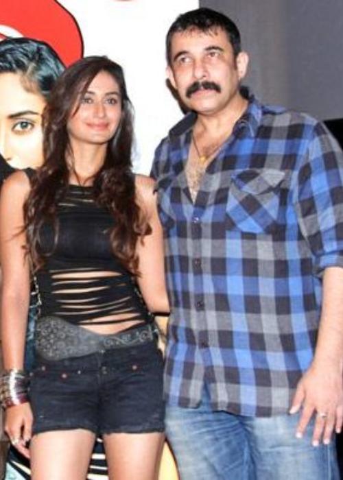 Deepak Tijori and Dare You's lead actress Alisha Khan seen at the film's first look launch in 2014