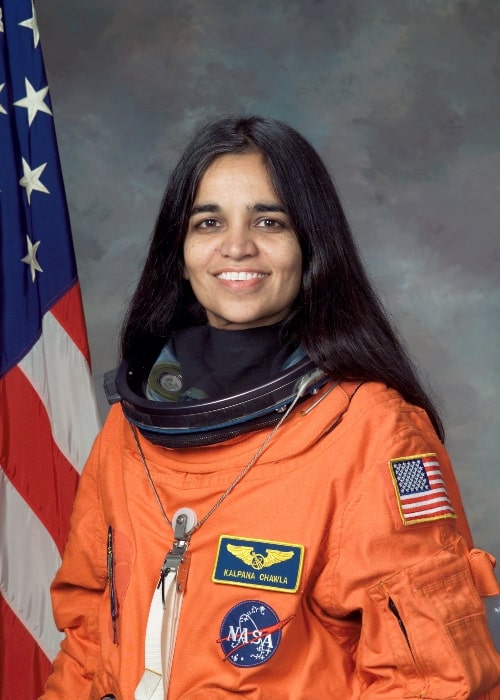 Kalpana Chawla posing for the camera in 2002