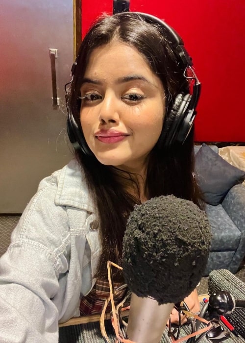 Ketaki Kulkarni as seen in a selfie taken in between recording of her vocals for the dubbing of the film 1920 Horrors of the heart in Mumbai, Maharashtra, in November 2022