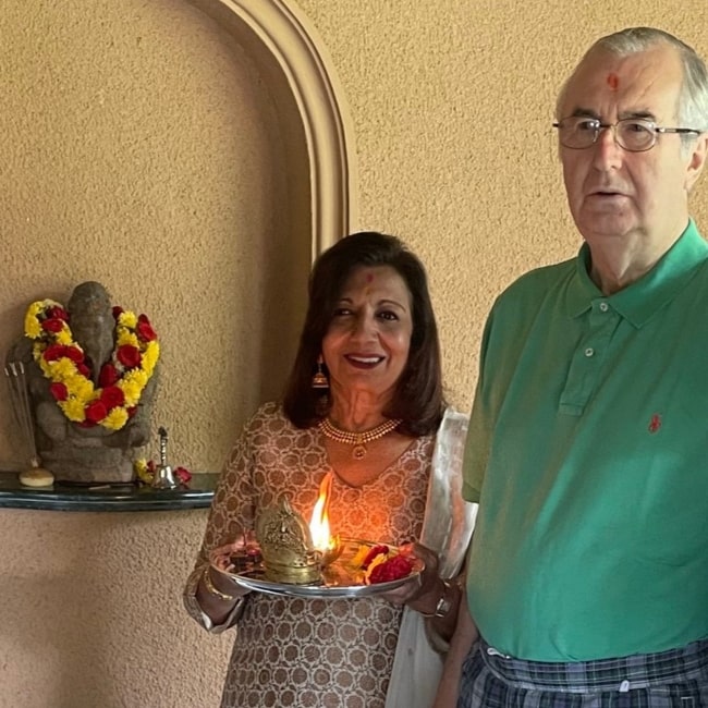 Kiran Mazumdar-Shaw and her late husband John Shaw in August 2022