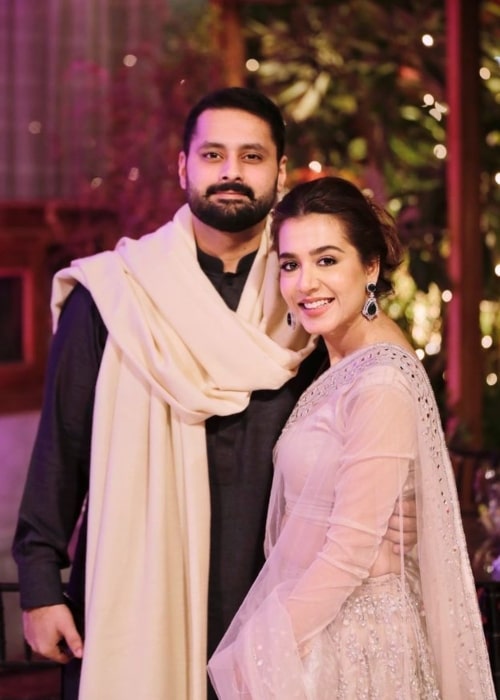 Mansha Pasha as seen in a picture with her husband Mohammad Jibran Nasir in April 2023