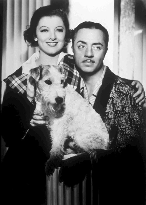 Myrna Loy and William Powell as seen in a promotional photo for the film 'The Thin Man'