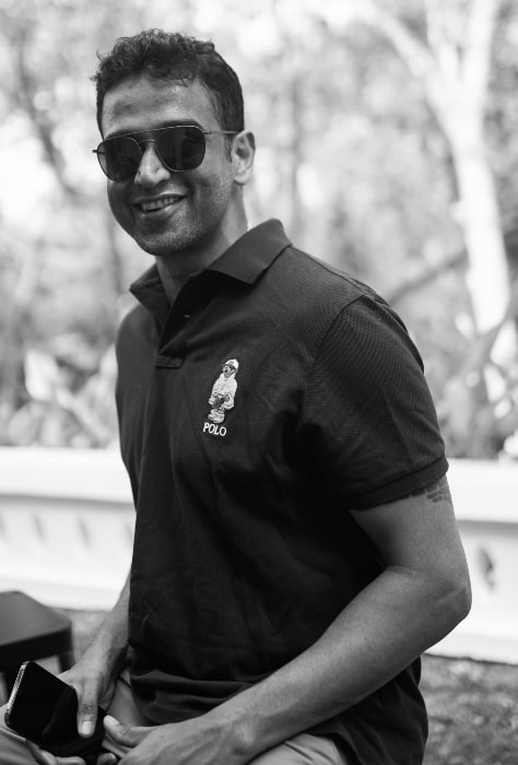 Nithin Kamath as seen in a black-and-white picture in 2020