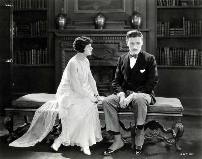 Ronald Colman and May McAvoy as seen in the 1925 silent film Lady Windermere's Fan