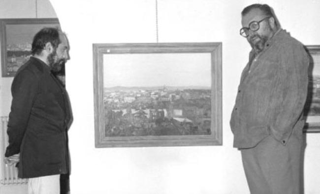 Sergio Leone (right) as seen with Vincenzo Romano Salvia in 1971