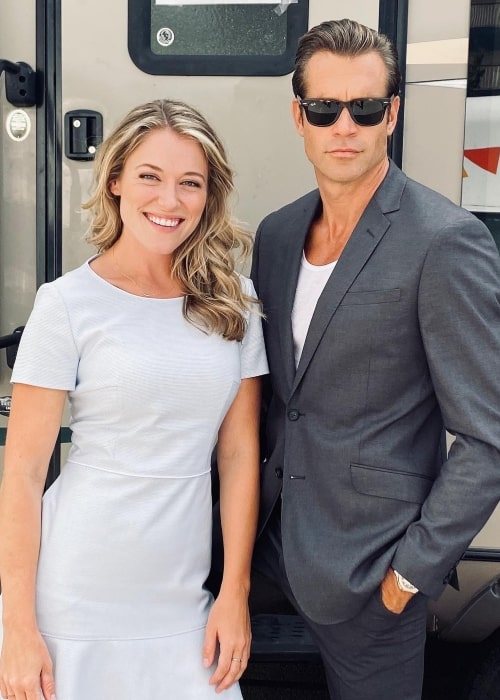 Stephen Huszar posing for a picture with Rachel Bles in August 2020