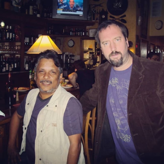 Sudipto Sen as seen in a picture with comedian Tom Green at a bar in West Hollywood in June 2019