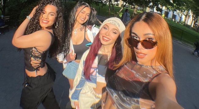 The members of Bella Dose, Melany, Brianna, Jennifer, and Thais as seen in a selfie that was taken in May 2023, in New York